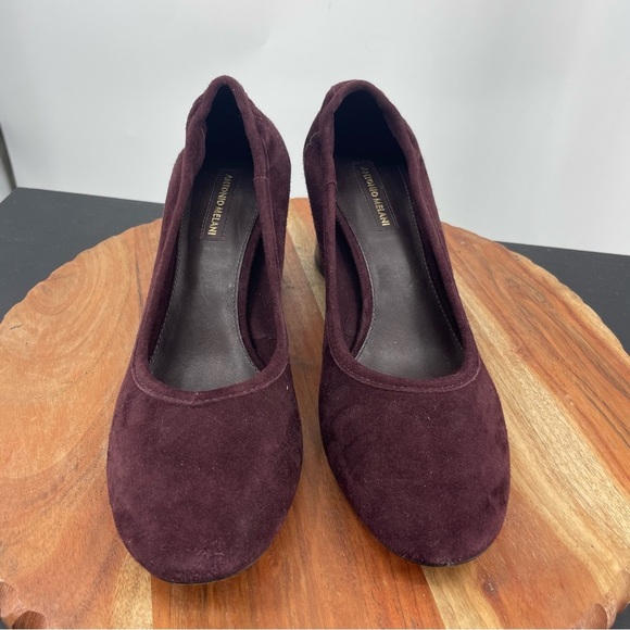 Antonio Melani Kathran Suede Chunky Block Heels Sz 8.5 burgundy - Picture 2 of 12